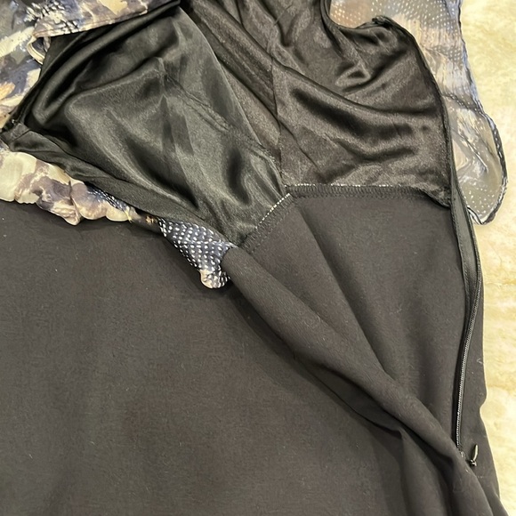 Aidan‎ Mattox Silk Blouson Mini Dress | Blue Grey Black | Size 14 | Excellent - Picture 10 of 15